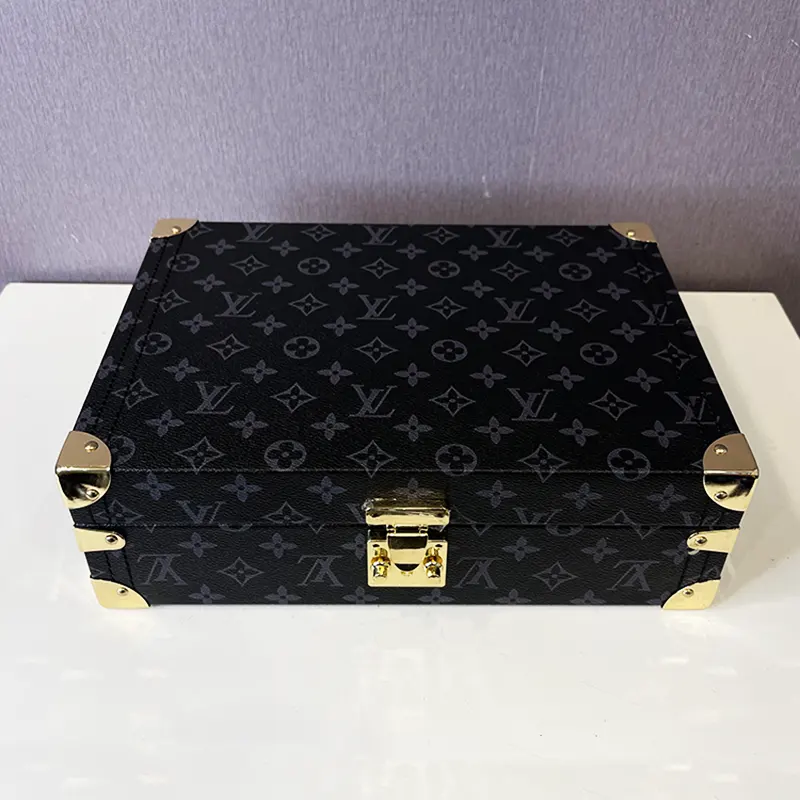 8 Slots Louis Vuitton Watch Organizer Black Leather Box And Gift Case